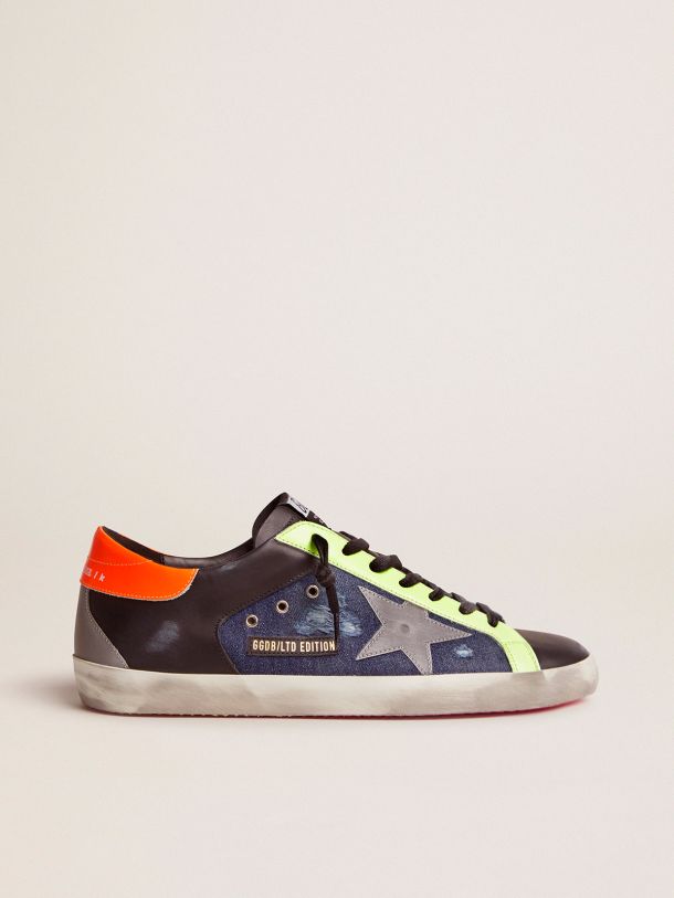 Golden Goose - Limited Edition LAB Super-Star sneakers in denim with fluorescent inserts in 
