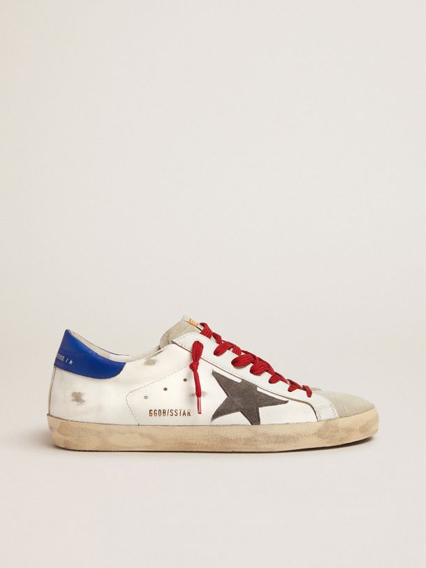 SuperStar sneakers with blue heel tab and red laces Golden Goose