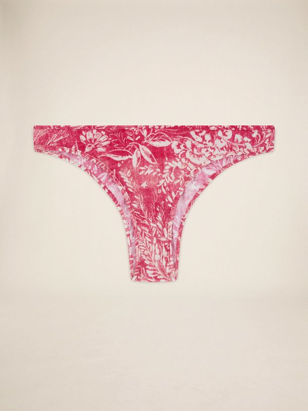 Elvira Golden Resort Capsule Collection bikini bottoms in vintage red with contrasting white toile de jouy print