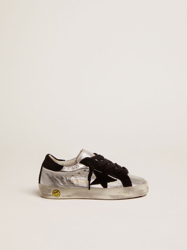 Super-Star sneakers in silver leather with suede inserts
