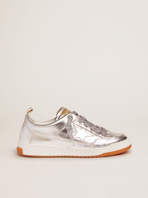 Golden Goose - Women’s Yeah sneakers in silver laminated leather in 
