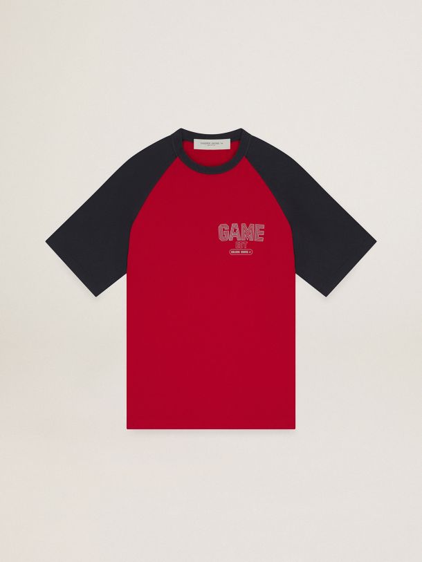 Golden Goose - T-shirt rossa Game EDT Capsule Collection con logo a contrasto in 