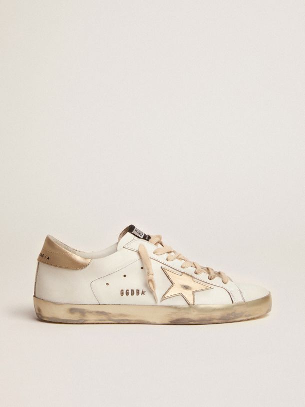 Golden Goose - Super-Star sneakers with gold sparkle foxing and metal stud lettering in 