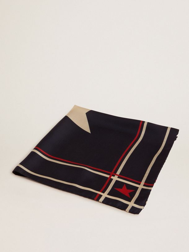 Golden Goose - Midnight-blue Golden Collection scarf with contrasting color stars and stripes in 