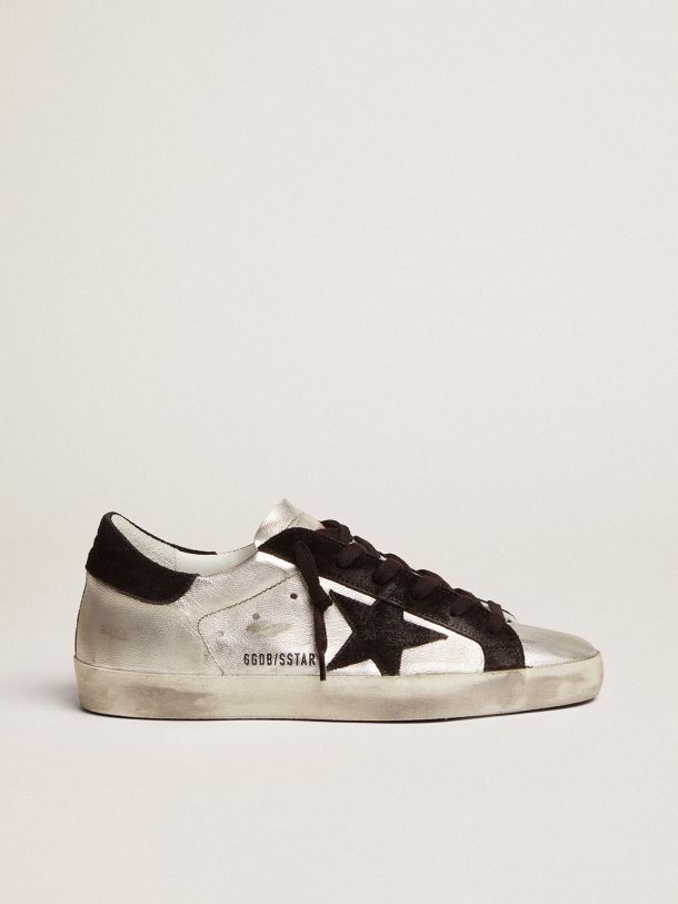 Golden Goose - Super-Star sneakers in silver leather with contrasting inserts in 