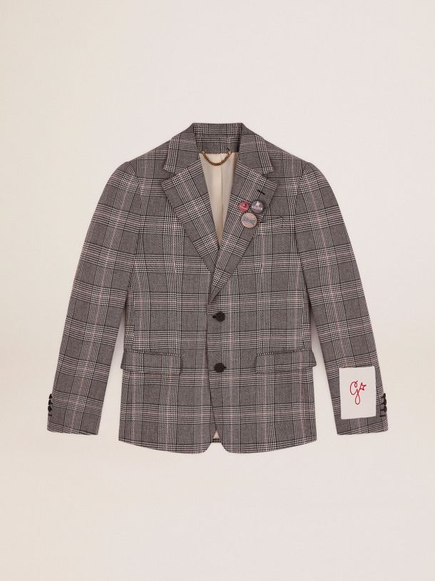 Golden Goose - Men’s Golden Collection single-breasted blazer in gray and white Prince of Wales check in 