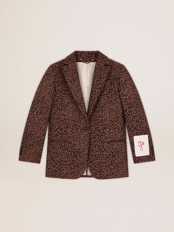 Golden Collection single-breasted Tom Boy blazer in wool with jacquard animal pattern