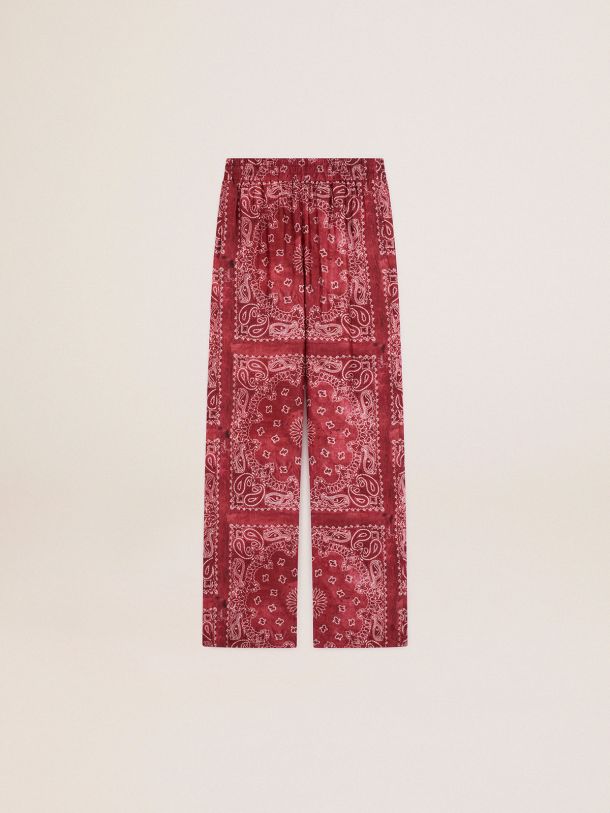 Golden Goose - Joggers in burgundy with paisley print in 