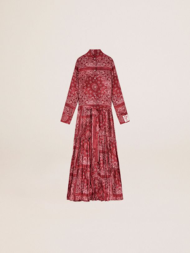 Golden Goose - Golden Collection shirt dress in burgundy with paisley print in 