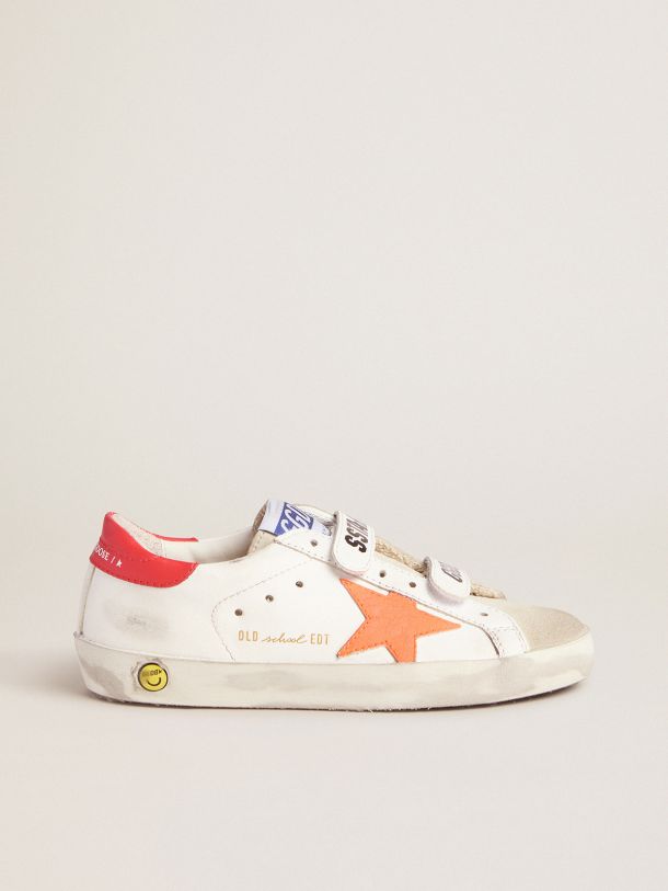 Golden Goose - Old School sneakers with Velcro fastening and fluorescent orange star in 