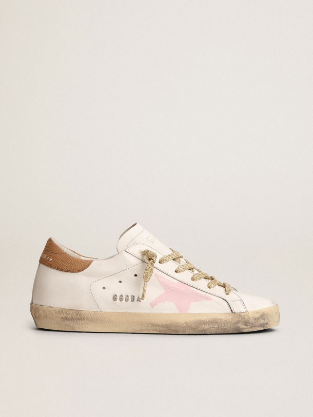 Golden Goose - Super-Star LTD sneakers with pink screen printed star and leather heel tab in 