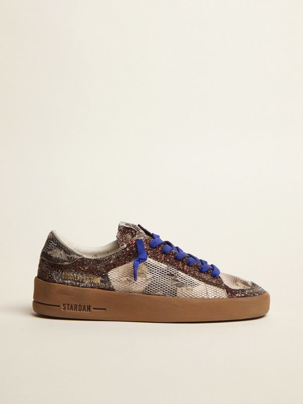 Golden Goose - Men’s Stardan LAB sneakers with brown glitter upper and black crackle leather star in 
