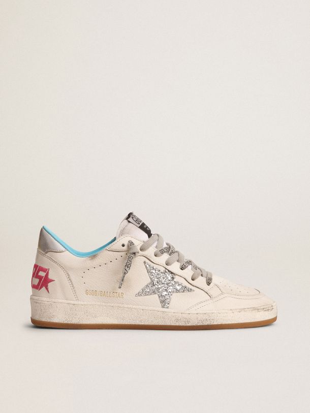 Golden Goose - Ball Star LTD sneakers with silver glitter star and silver laminated leather heel tab in 