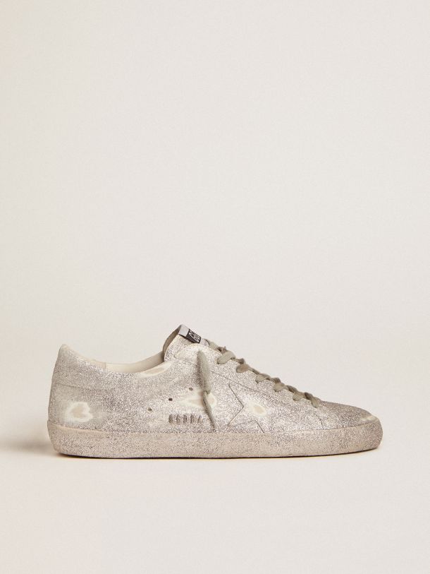 Golden Goose - Super-Star sneakers in silver leather with all-over glitter finish in 