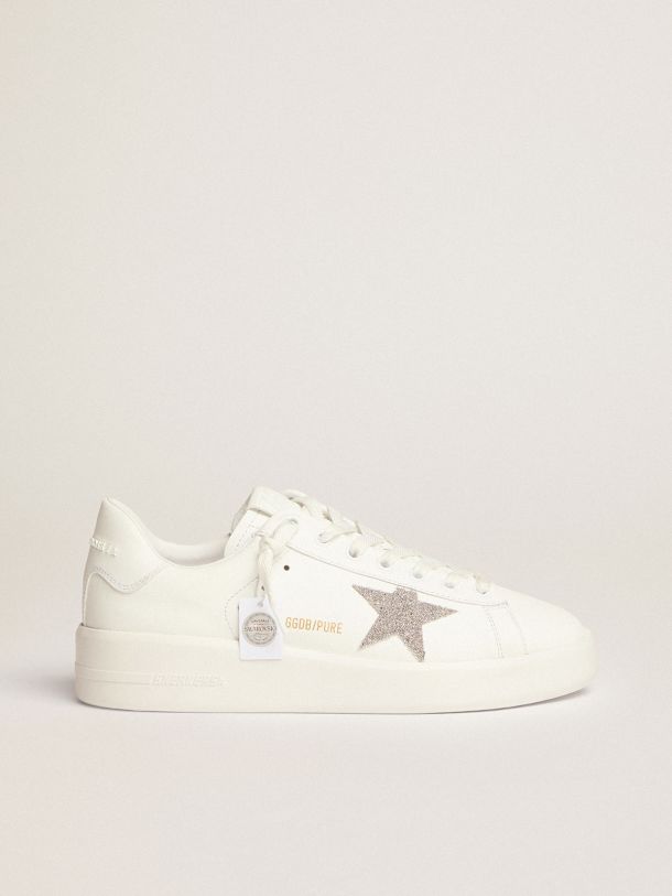 Purestar pour femme en cuir blanc avec étoile en cristaux argentés