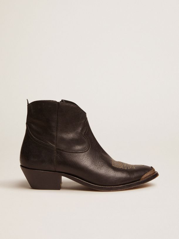 Golden Goose - Young ankle boots in leather with cowboy-style decoration in 