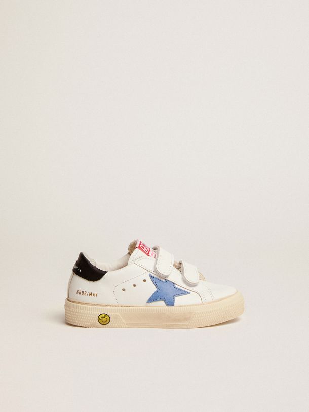 Golden Goose - May School sneakers with cobalt-blue leather star and black leather heel tab in 