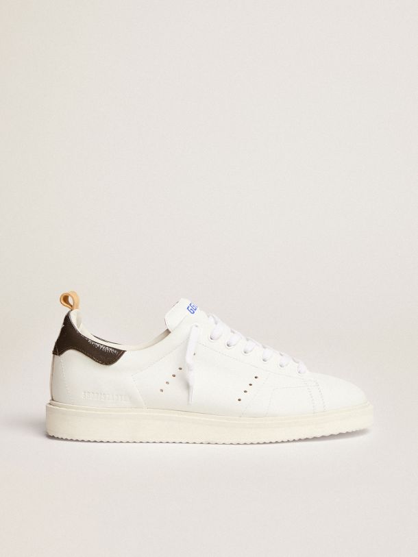 Golden Goose - Sneakers Starter en cuir naplak blanc avec contrefort en cuir verni gris in 