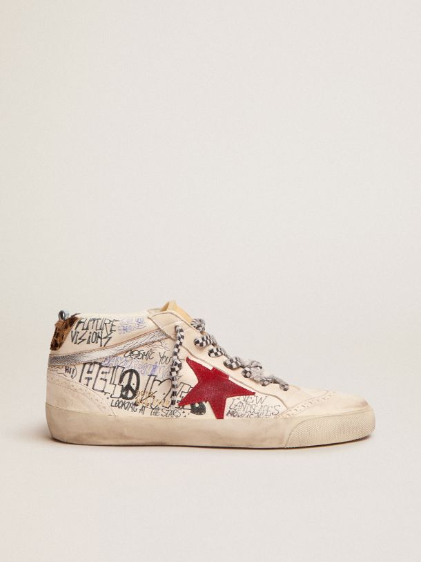 Mid Star LTD sneakers with contrast lettering and red suede star