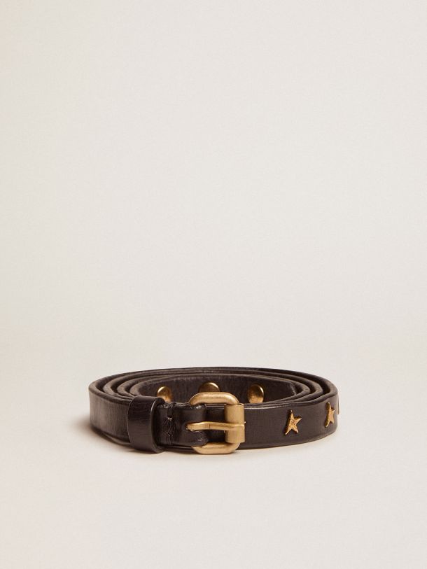 Molly black leather belt with star-shaped studs