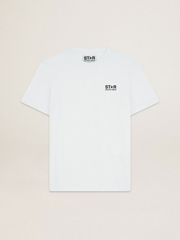 Weißes Damen-T-Shirt aus der Star Collection mit Logo und Stern in kontrastierendem Schwarz