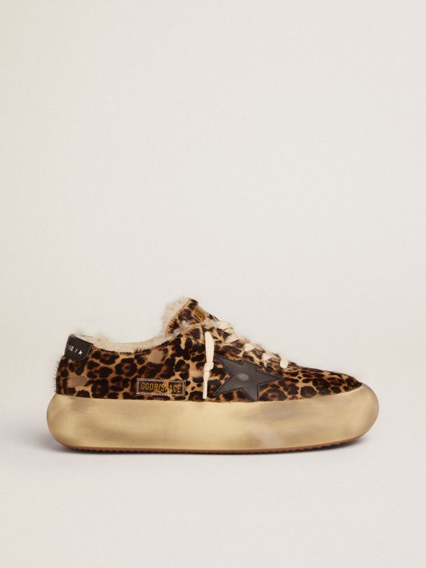 Men's Space-Star shoes in animal-print pony skin with shearling lining