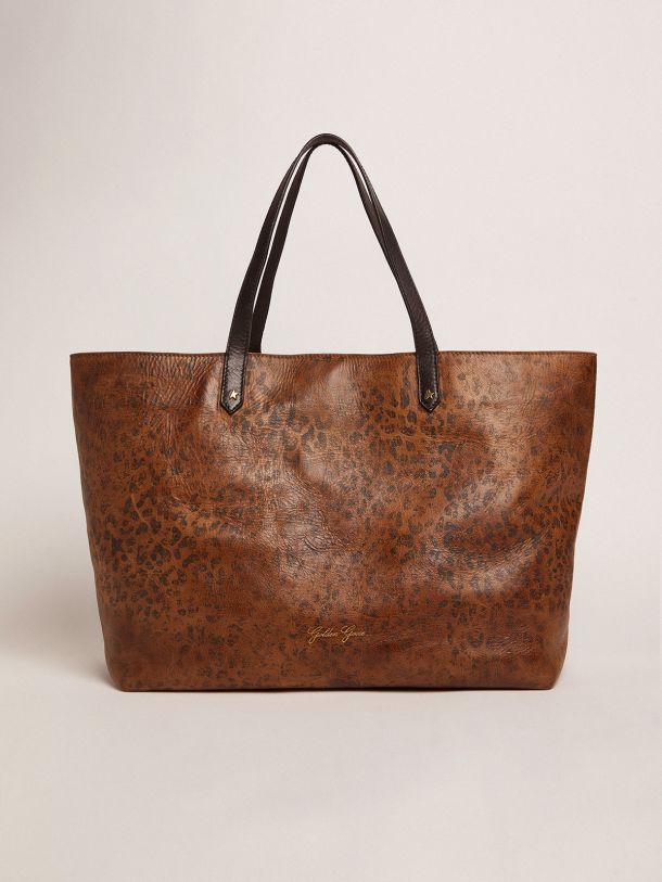 Pasadena Bag with leopard print and contrasting black handles