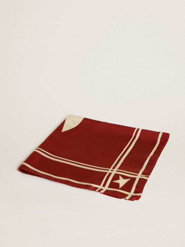 Foulard Collezione Golden di colore rosso con righe e stelle bianche a contrasto