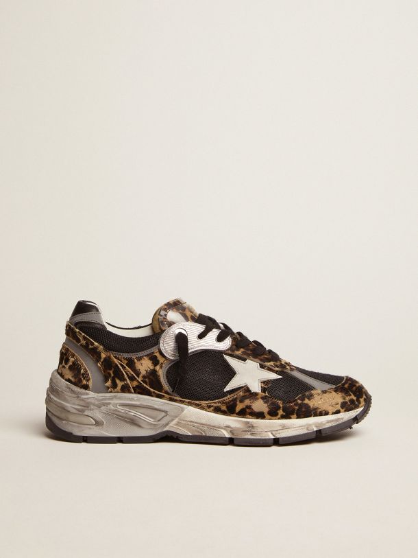 Golden Goose - Dad-Star sneakers in leopard-print pony skin with white leather star in 
