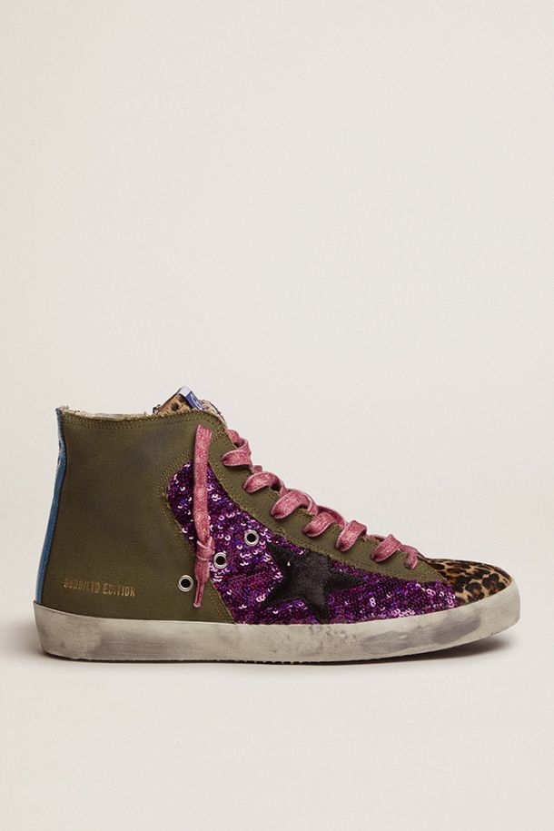Golden Goose - Men’s LAB Limited Edition canvas with glitter and pony skin Francy sneakers in 