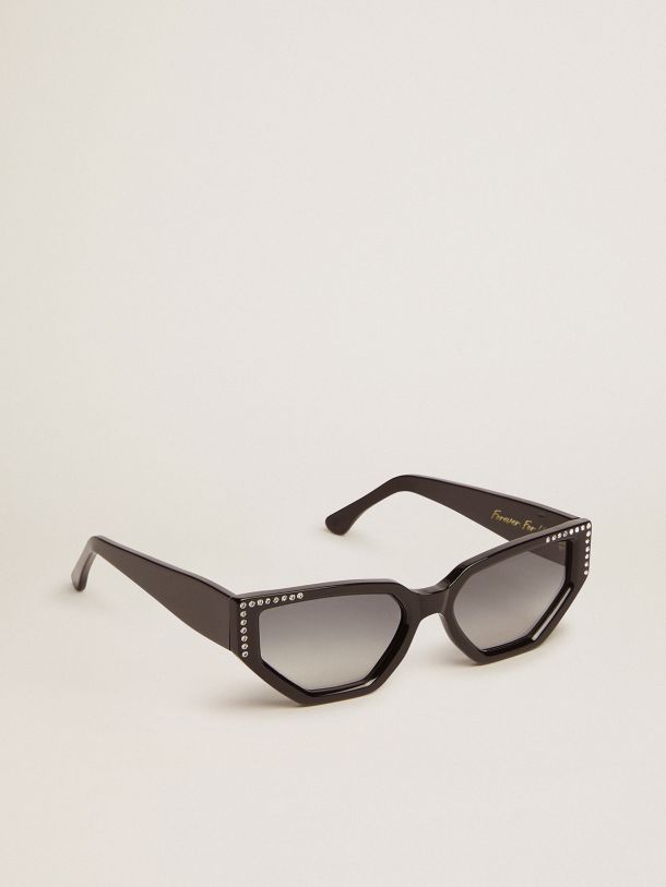 Golden Goose - Rectangular-style Sunframe Jackie with black frame and tiny crystals in 