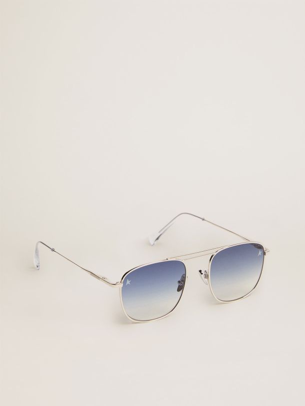 Golden Goose - Sunframe Roger, aviator style, with silver frame and gradient blue lenses in 