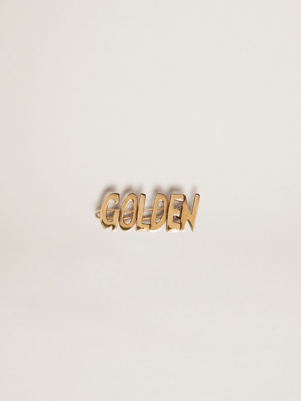 Golden Goose - Timeless Jewelmates 컬렉션 골든 레터링 올드 골드 컬러 클립 레이스 록 in 