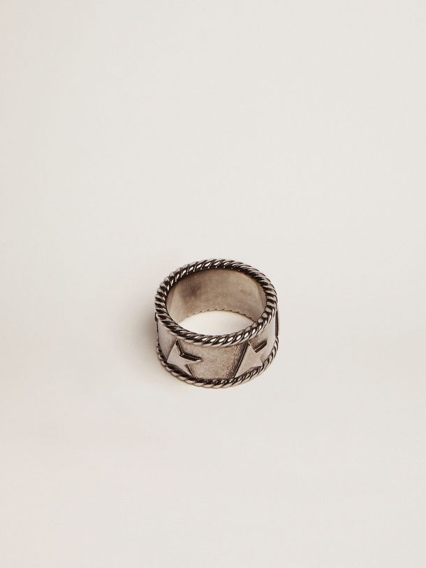 Golden Goose - Timeless Jewelmates Collection band ring in antique silver color in 