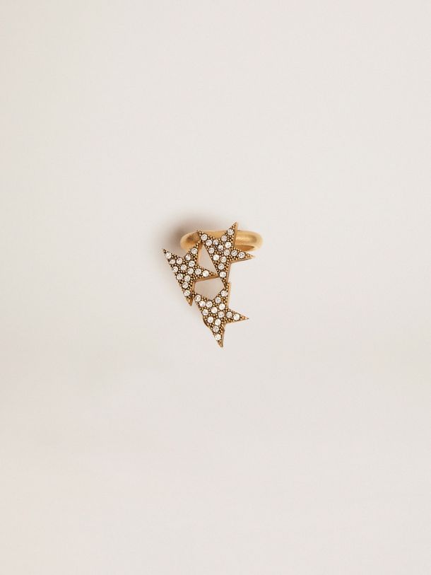 Golden Goose - Colección Star Jewelmates: pendiente largo único ear cuff de color oro viejo con cristales decorativos in 