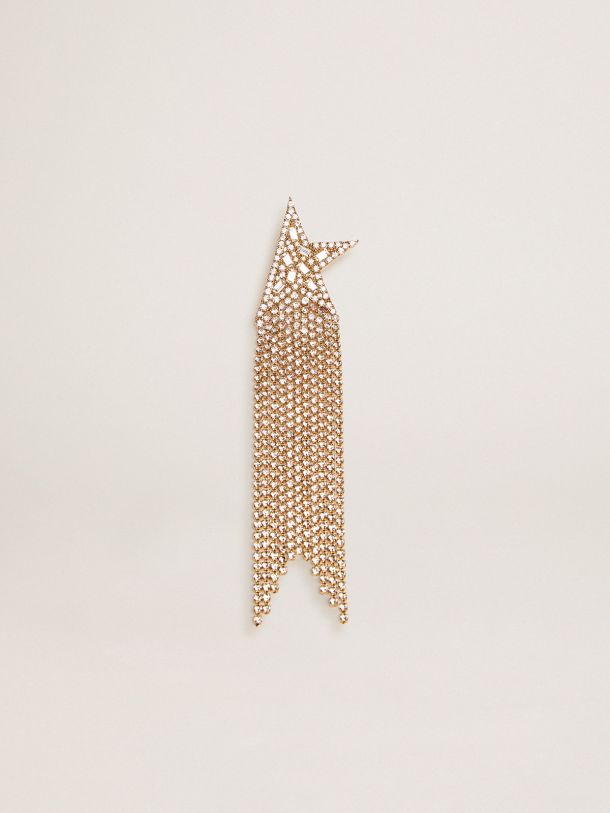 Mono-orecchino pendente Star Collezione Jewelmates di colore oro antico con cristalli applicati