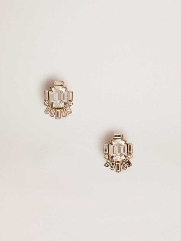 Golden Goose - Déco Jewelmates Collection stud earrings in old gold color with decorative crystals in 