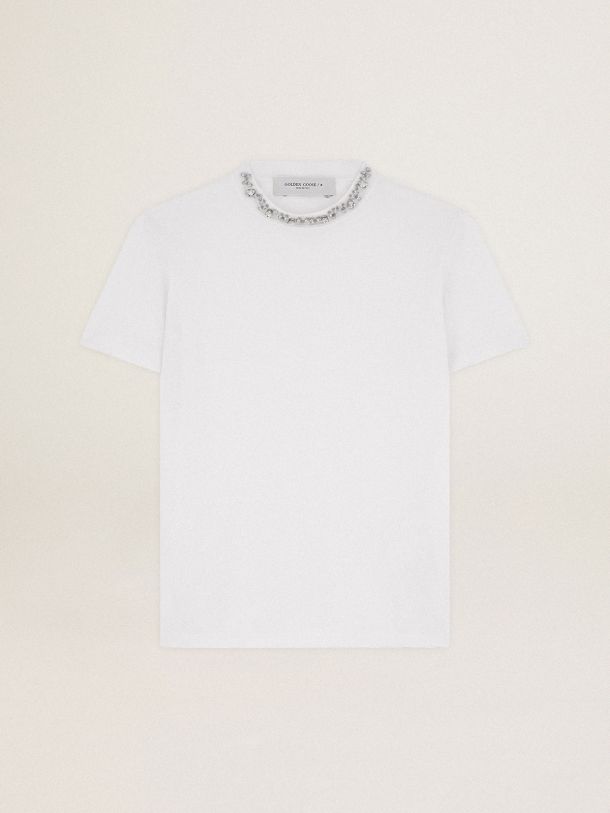 Golden Goose - Golden Collection T-shirt in white with cabochon crystals in 