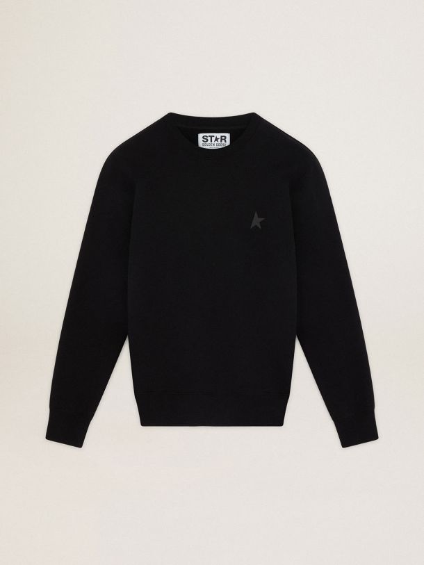 Schwarzes Sweatshirt Archibald aus der Star Collection mit Ton in Ton gehaltenem Stern auf der Vorderseite