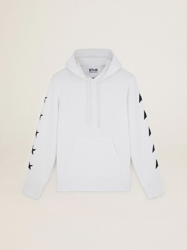 Alighiero Star Collection hooded sweatshirt in vintage white with contrasting black stars