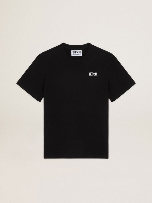 스타 컬렉션 콘트라스팅 화이트 로고 블랙 티셔츠