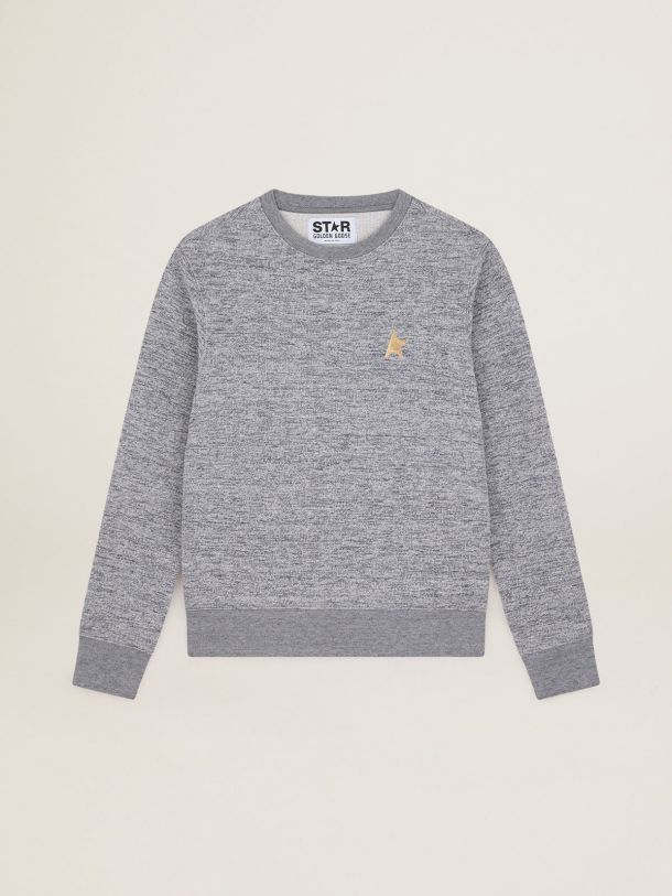Golden Goose - Melange gray Athena Star Collection sweatshirt with gold star on the front in 