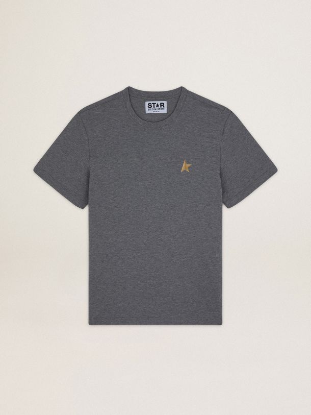 Golden Goose - Melange-gray Star Collection T-shirt with contrasting gold star on the front in 