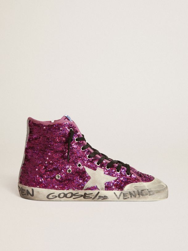Francy sneakers with sequins and leather details