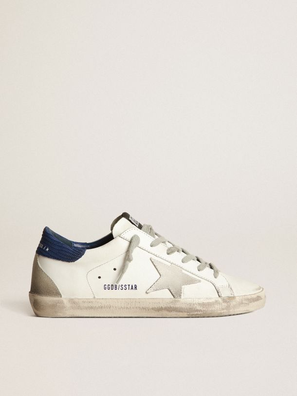 Golden Goose - Super-Star sneakers with off-white suede star and blue lizard-print nubuck heel tab in 