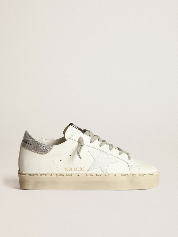 Golden Goose - Hi Star sneakers with iridescent star and silver heel tab in 