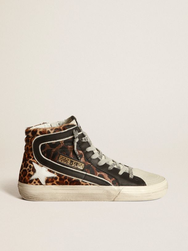 Slide sneakers in leopardprint leather Golden Goose