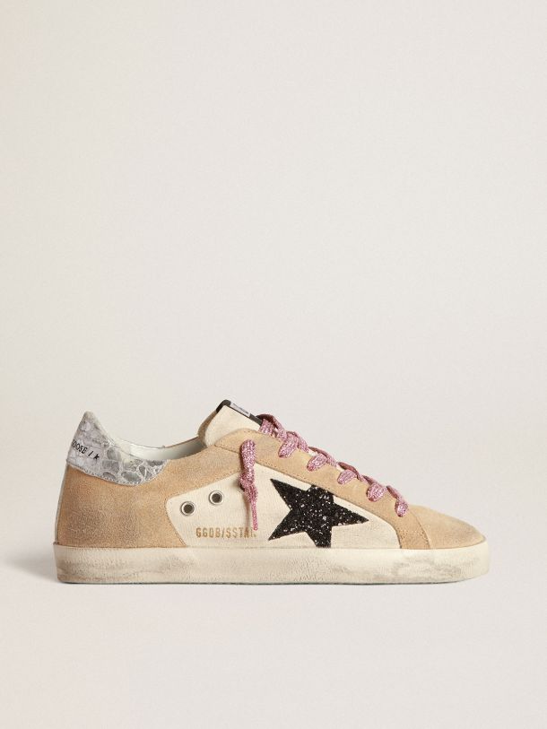 Golden Goose - Super-Star sneakers in sand-coloured suede with silver heel tab in 