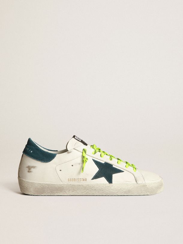 Golden Goose - White Super-Star sneakers with fluorescent trekking laces in 
