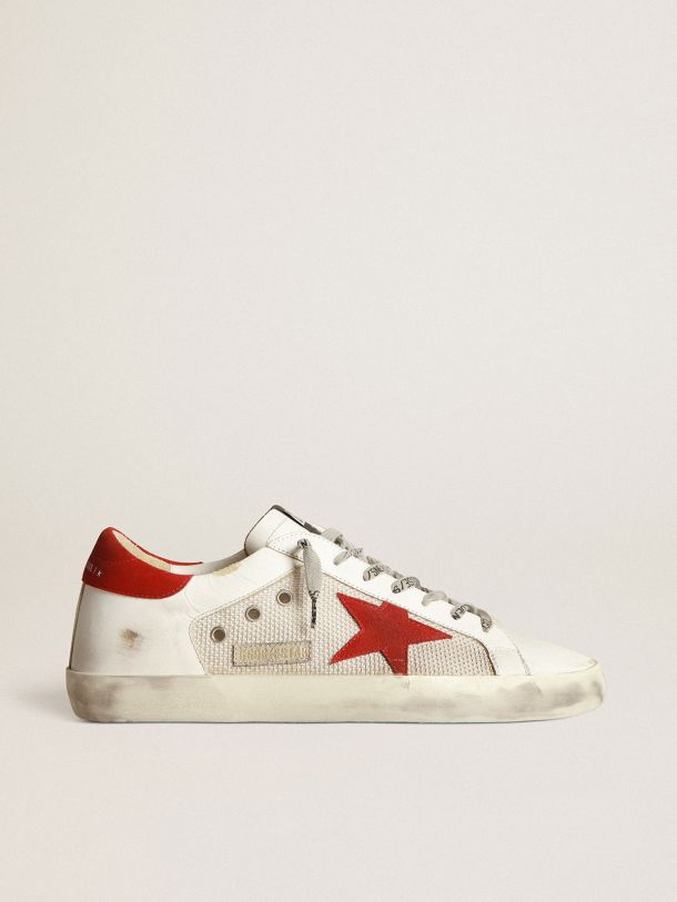 Golden Goose - White Superstar sneakers in leather with red star     in 